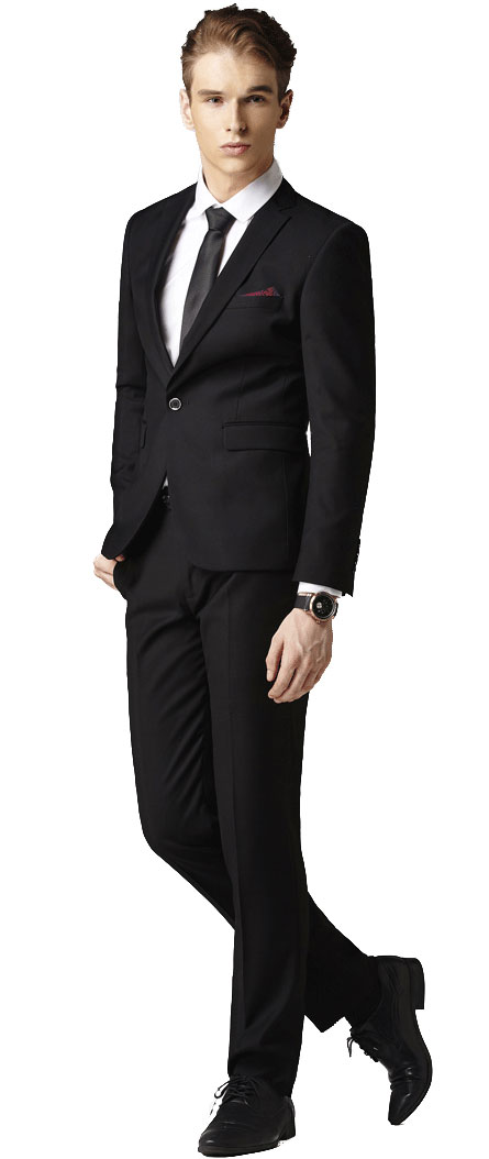 一粒扣職業西裝定做模特上身效果圖