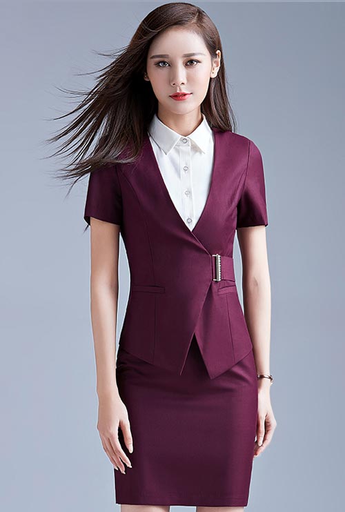 紫色款專柜營業員工作服訂做款式圖