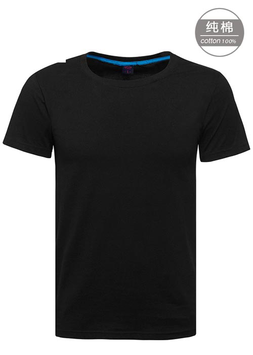 黑色純棉短袖圓領t恤衫訂做